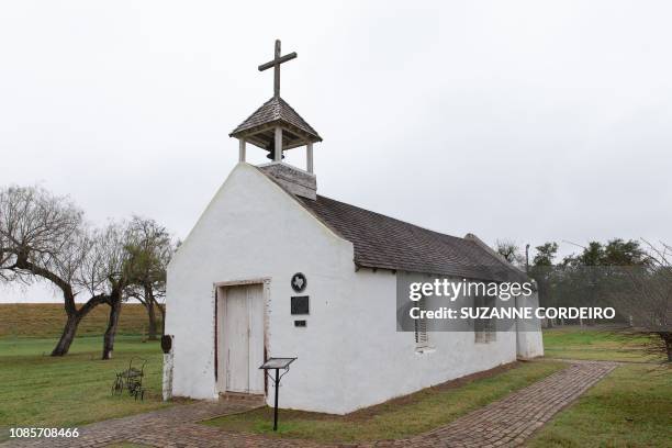 The exterior of Father Roy Snipes' La Lomita chapel in Mission, Texas, on January 15, 2019. - For Snipes, who has lived here for 26 years, building...