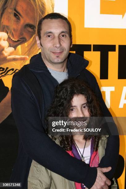 Zinedine Soualem and his daughter Mouna in Paris, France on April 05, 2005.