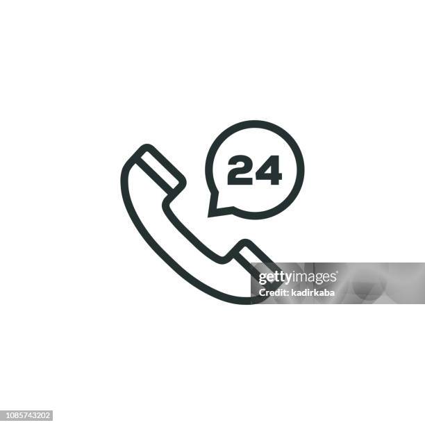 24h support line icon - open mic stock illustrations
