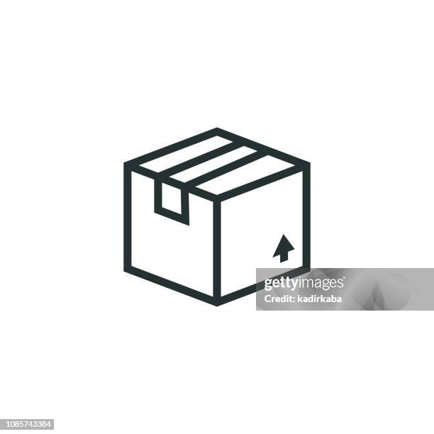 symbol "paket-linie" - cardboard box stock-grafiken, -clipart, -cartoons und -symbole