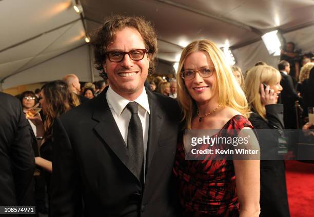 Director Davis Guggenheim and actress Elisabeth Shue attend the 63rd Annual Directors Guild Of America Awards cocktail reception held at outside of...