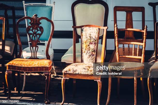 vintage chairs - vintage furniture stock pictures, royalty-free photos & images