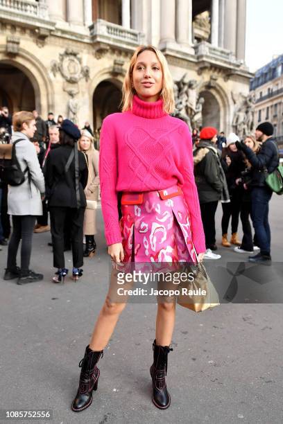 Princess Maria-Olympia of Greece is seen arriving at Schiaparelli show on January 21, 2019 in Paris, France.