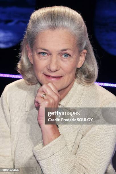 Elisabeth Badinter on the 'Vol de Nuit' tv show in Paris, France on March 26, 2008.