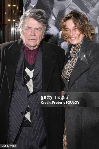 Jean Pierre Mocky and his friend in Paris, France on April 17, 2008.