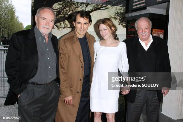 Pierre Vaneck, Albert Dupontel, Marie-Josee Croze and director Jean Becker in Paris, France on April 21, 2008.