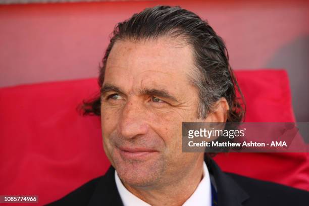 Juan Antonio Pizzi the head coach / manager of Saudi Arabia looks on prior to the AFC Asian Cup round of 16 match between Japan and Saudi Arabia at...