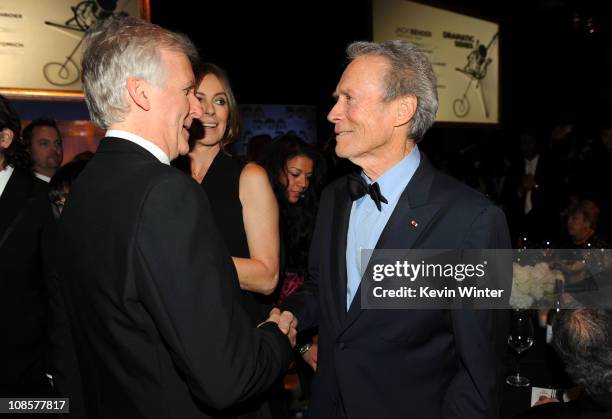 Awards Co-Chairs James Cameron, Kathryn Bigelow and Clint Eastwood attend the 63rd Annual Directors Guild Of America Awards held at the Grand...