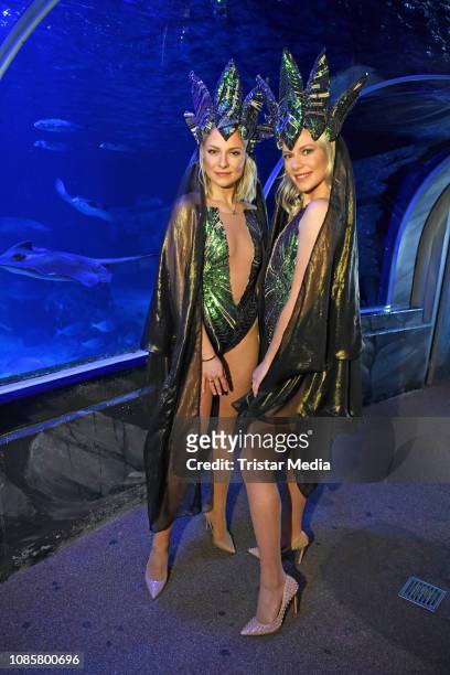 Valentina Pahde and her twin sister Cheyenne Pahde during the 'Holiday on Ice - Atlantis' photocall at Sea Life on January 21, 2019 in Berlin,...
