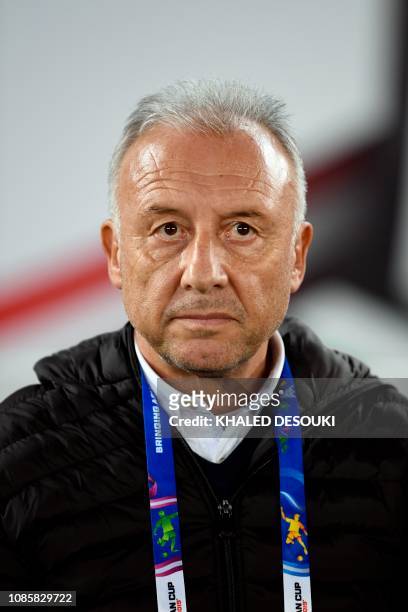 United Arab Emirates' coach Alberto Zaccheroni looks on during the 2019 AFC Asian Cup Round of 16 football match between UAE and Kyrgyzstan at the...