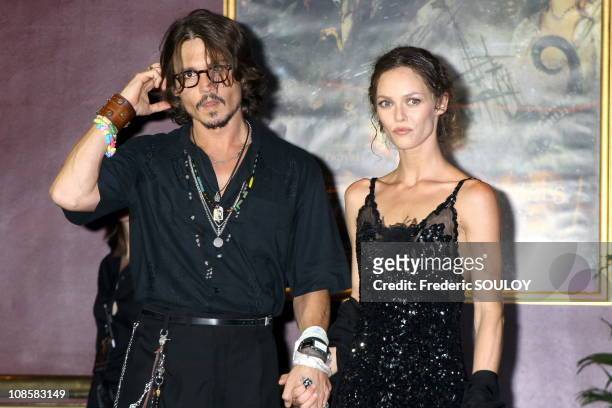 Johnny Depp and Vanessa Paradis in Paris, France on July 06, 2006.