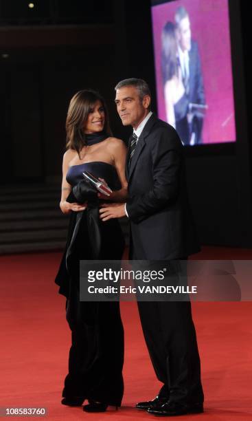 'George Clooney and girlfriend Italian actress Elisabetta Canalis at the movie 'Up in the Air' Premiere in Rome, Italy on October 19, 2009.