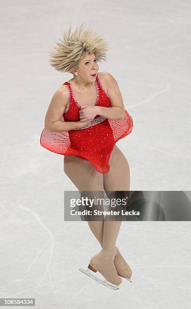 Rachael Flatt competes in the Championship Ladies Free Skate during the U.S. Figure Skating Championships at the Greensboro Coliseum on January 29,...