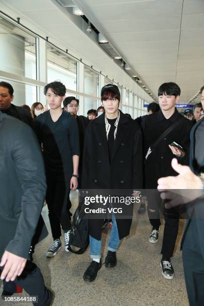 South Korean singer JR of boy group NU'EST is seen at an airport on December 22, 2018 in Hong Kong, China.