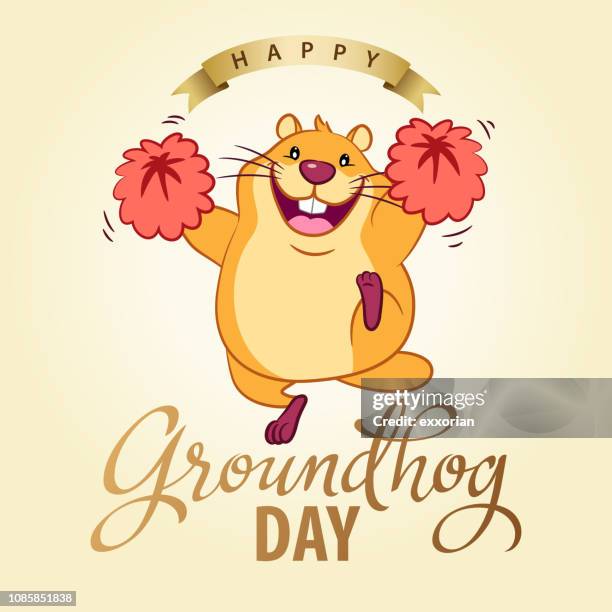 groundhog day party invitation - pep rally stock illustrations