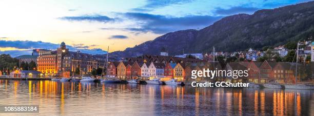 the famous bryggen - bergen, norway. - bergen norway stock pictures, royalty-free photos & images
