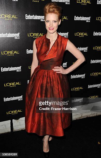 Actress Jessica Chastain arrives at Entertainment Weeklys celebration honoring the 17th Annual Screen Actors Guild Awards nominees hosted by Jess...