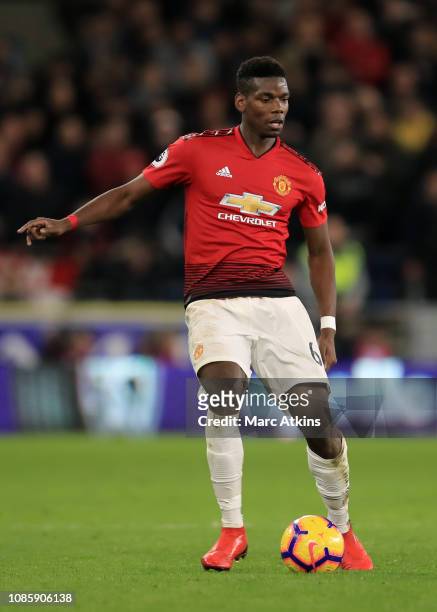 Paul Pogba of Manchester United during the Premier League match between Cardiff City and Manchester United at Cardiff City Stadium on December 22,...