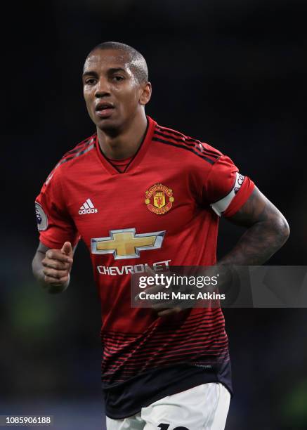 Ashley Young of Manchester Unitedduring the Premier League match between Cardiff City and Manchester United at Cardiff City Stadium on December 22,...