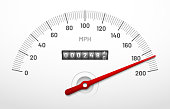 Car speedometer dashboard. Speed meter panel with odometer, miles counter and urgency dial isolated vector concept