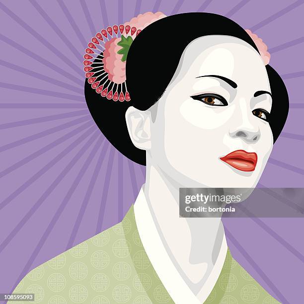 geisha - face paint stock illustrations