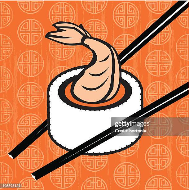 tempura shrimp sushi roll - tempura stock illustrations