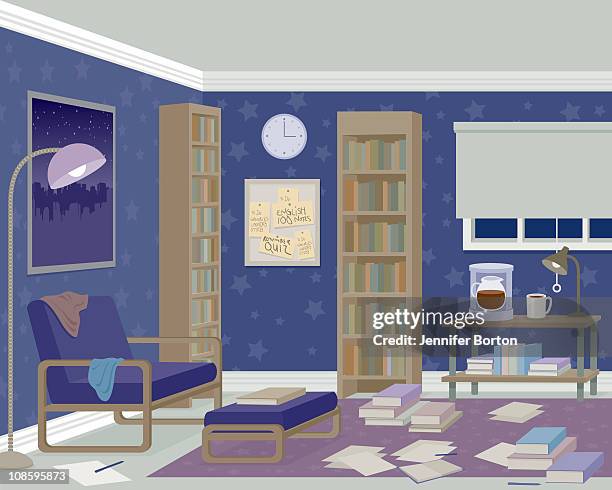 messy room - living room no people stock illustrations