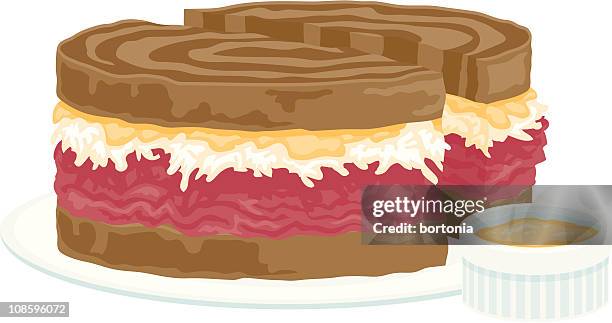 reuben sandwich - swiss cheese stock illustrations