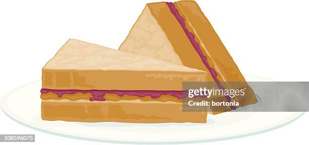 peanut butter and jelly sandwich - peanut butter and jelly sandwich stock illustrations