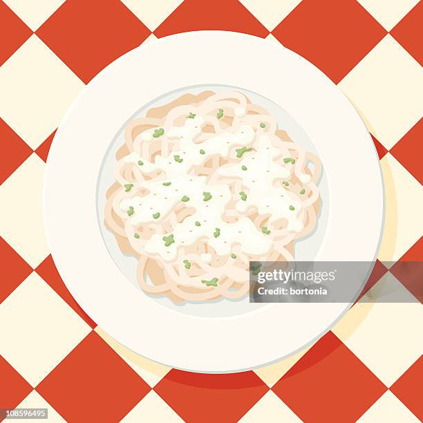 fettuccine alfredo - alfredo stock illustrations