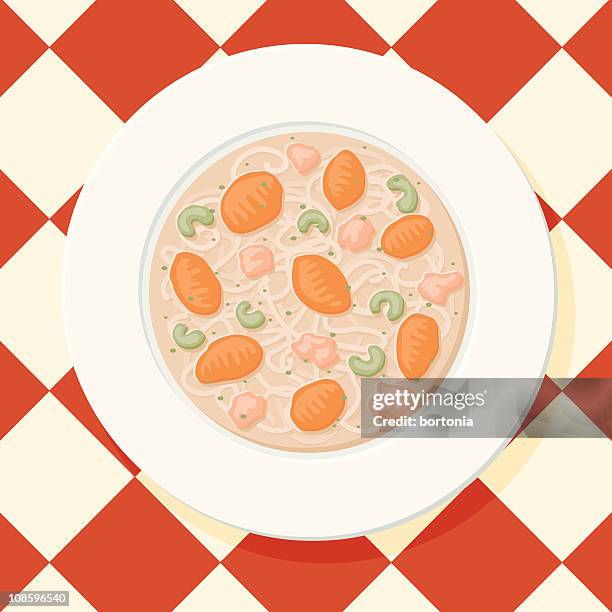 chicken noodle soup - chicken soup stock illustrations