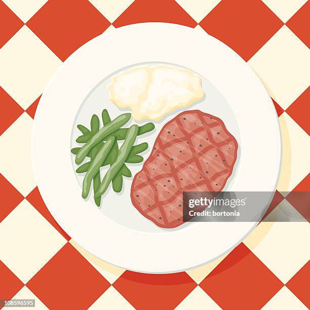 salmon - grilled salmon green beans stock illustrations