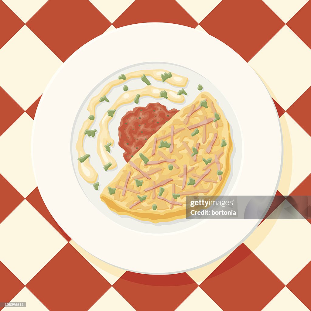 Ham and Cheese Omelette with Salsa