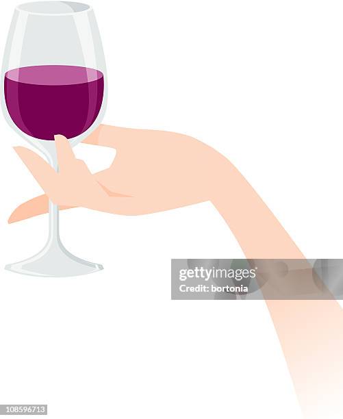 hand and wine - red wine white background stock illustrations
