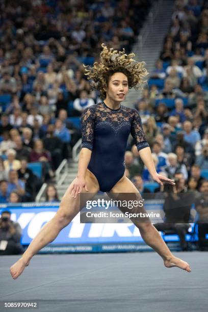 Bruins' Katelyn Ohashi competes on floor during an NCAA college gymnastics meet against Arizona State Sun Devils in Los Angeles Monday, Jan. 21, 2019.