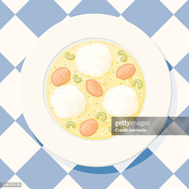 matzo ball soup - matzo ball stock illustrations