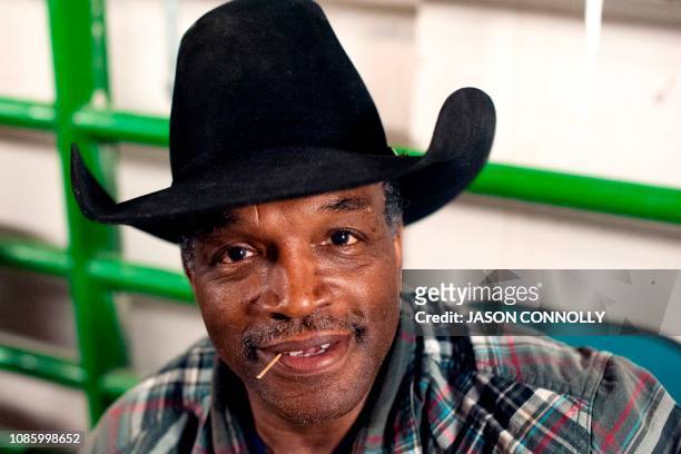 Cowboy Harold Miller poses during the MLK Jr. African American Heritage Rodeo at the National Western Stock Show in Denver, Colorado, on Martin...