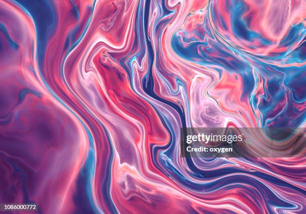 violet and blue abstract painted marble illustration - fluid color background stockfoto's en -beelden