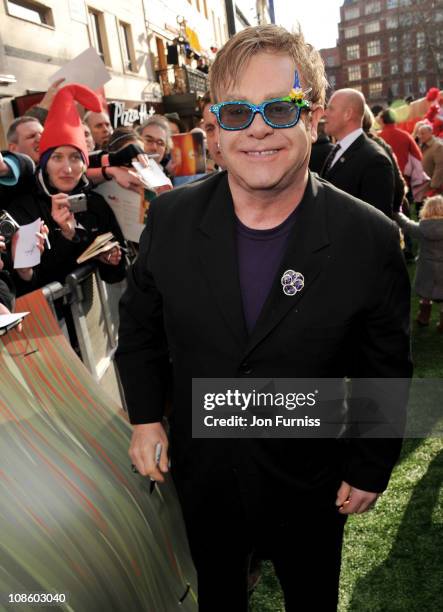 Sir Elton John attends the "Gnomeo & Juliet" premiere at Odeon Leicester Square on January 30, 2011 in London, England.