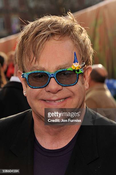Sir Elton John attends the "Gnomeo & Juliet" premiere at Odeon Leicester Square on January 30, 2011 in London, England.