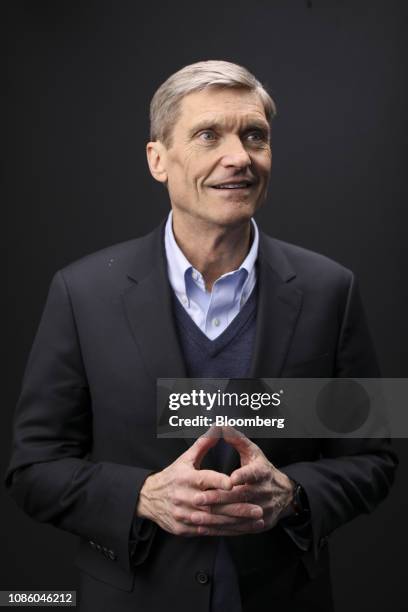 Erik Fyrwald, chief executive officer of Syngenta International AG, poses for a photograph following a Bloomberg Television interview on the opening...