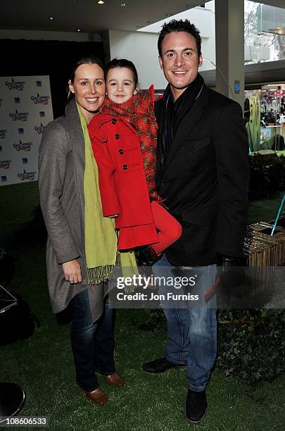 Actor Gary Lucy with wife Natasha Gray and daughter India Jasmine at the "Gnomeo & Juliet" premiere at Odeon Leicester Square on January 30, 2011 in...