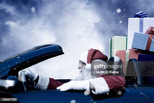 santa claus - christmas driving stock pictures, royalty-free photos & images