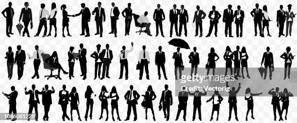 illustrazioni stock, clip art, cartoni animati e icone di tendenza di dettagliato business people silhouette isolato - persone d'affari