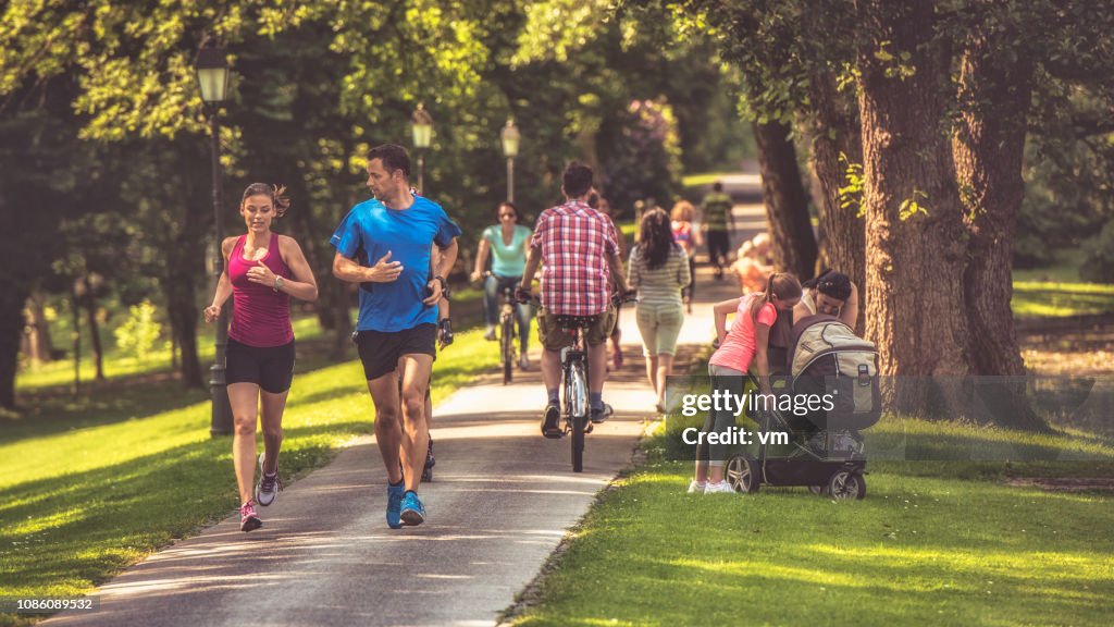 Couple jogging in the park