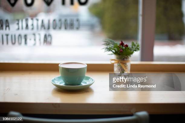 hot chocolate - coffee window stock pictures, royalty-free photos & images