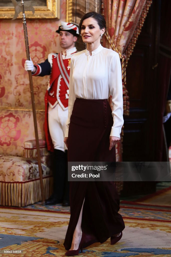 Spanish Royals Receive The Diplomatic Corps At Zarzuela Palace