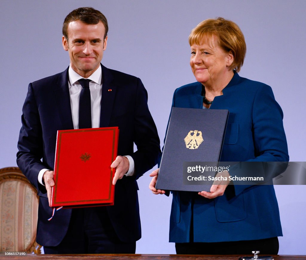 Merkel And Macron Sign Aachen Treaty