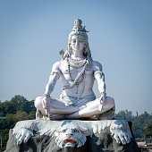 Statue of Shiva, Hindu idol on the Ganges River, Rishikesh, India