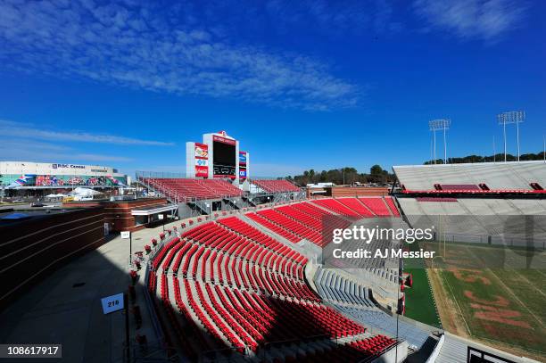 General view of the RBC Center and the Carter Finley Stadium is seen prior to the start of the 58th NHL All-Star Game at the RBC Center on January...